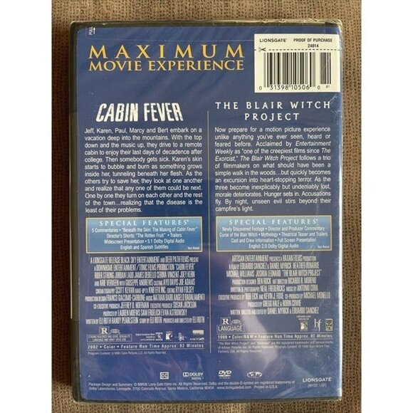 Cabin Fever / The Blair Witch Project - New -Double Feature 2 DVD Set - Picture 2 of 3
